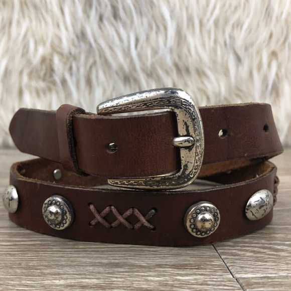 Fossil Accessories - Fossil brown leather belt thin silver star medium